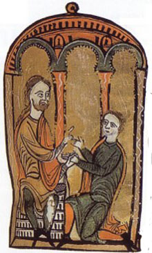 Bernat I de Besalú, Tallaferro (970-1020) rep l'homenatge del seu fill Guillem I (?-1052)