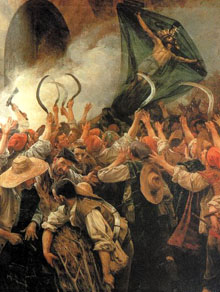 Corpus de Sang. Episodi de l'anomenada Guerra dels Segadors (1640-1652). Pintura d'Antoni Estruch i Bros