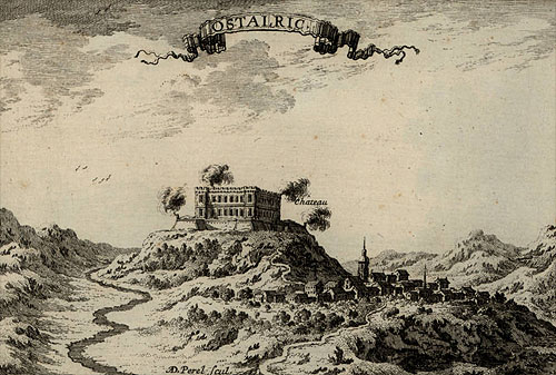 El castell d'Hostalric, segons gravat de Beaulieu, 1668