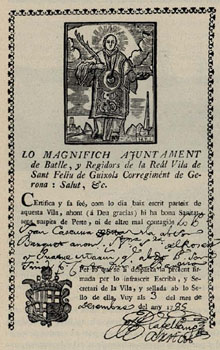 Patent de sanitat. 1785