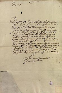 Carta dels cònsols i consell de Sant Joan les Fonts al comte de Santa Coloma. 1639