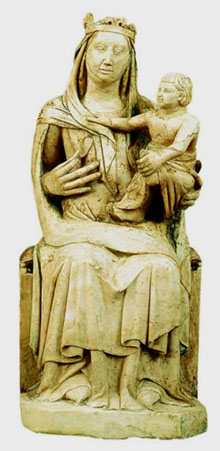 Mare de Déu del Puig de França, talla gòtica d’alabastre del segle XIV del Taller de Sant Joan de les Abadesses. Museu Episcopal de Vic