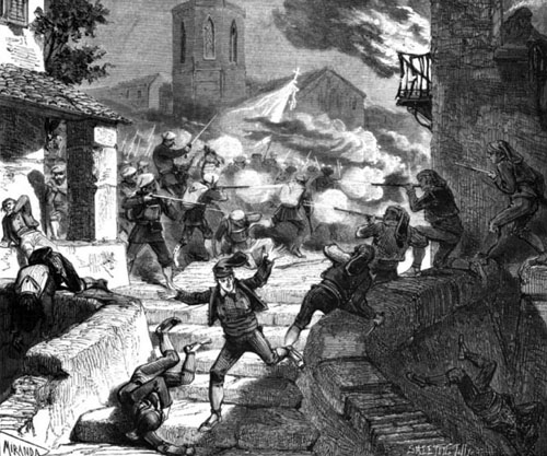 Entrada de les tropes carlines a Tortellà el 1873