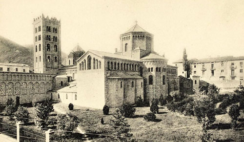 Vista del monestir de Santa Maria de Ripoll. 1851-1916
