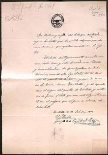 Oficialització de l'escut de Tortellà. 1876