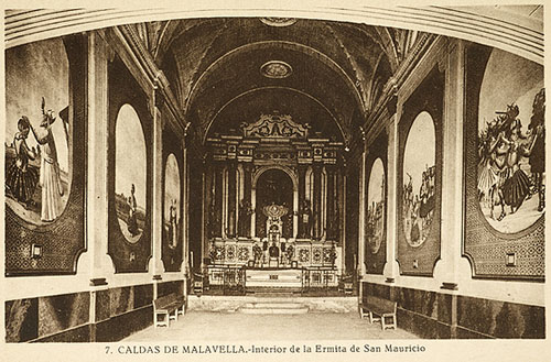 Interior de l'ermita de Sant Maurici. Ca. 1900