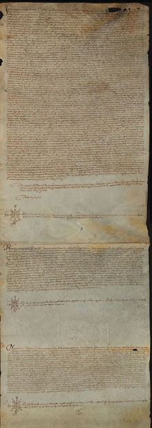 7 de juliol de 1609. Pere de Solanell, donzell de Ribes de Freser, per tal de satisfer el deute de 400 lliures contret amb Pere Ribes, burg&egrave;s de Camprodon, li fa insolutumdaci&oacute; d'un cens sobre 17 quarteres, que el creditor accepta i el monestir de Ripoll confirma en senyoria